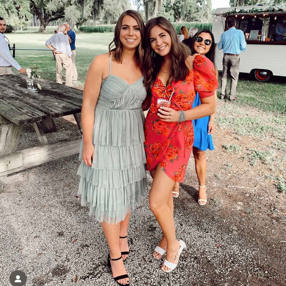 Sage Green Tiered Mesh Mini Dress